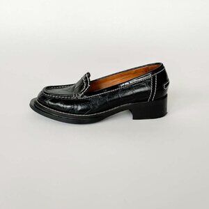 Acne Studios Leather Croc Embossed White Stitched Loafers (size 38)